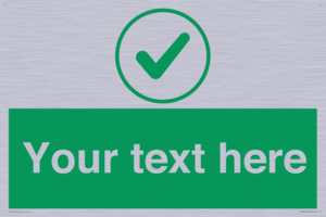 Custom green background, green tick in circle sign